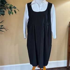 JohnPaulRichard Black Pinstripe Midi Dress